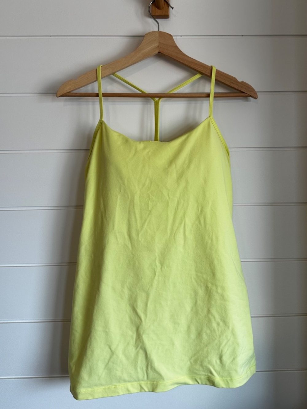 Lululemon Power Y Tank Size 10 Bright Yellow Green Built-In Bra Yoga Racerback - Picture 2 of 7